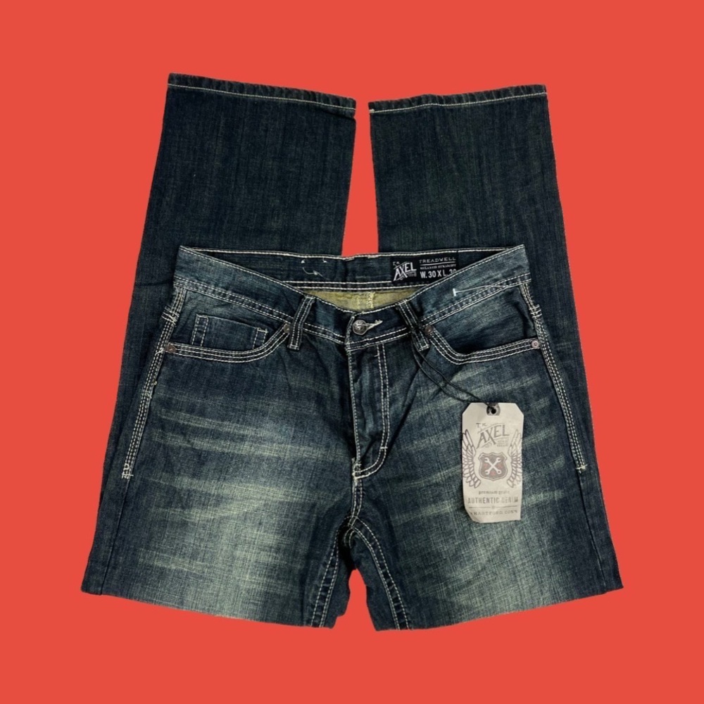 Mens NWT Dark Wash Axel Jeans Relaxed Straight Fit